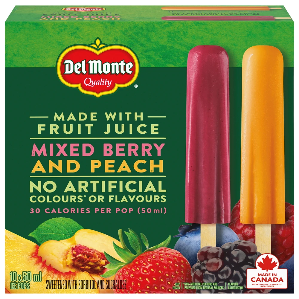Del Monte Mixed Berry & Peach Ice Pops 10 x 50 ml, 10 x 50 ML