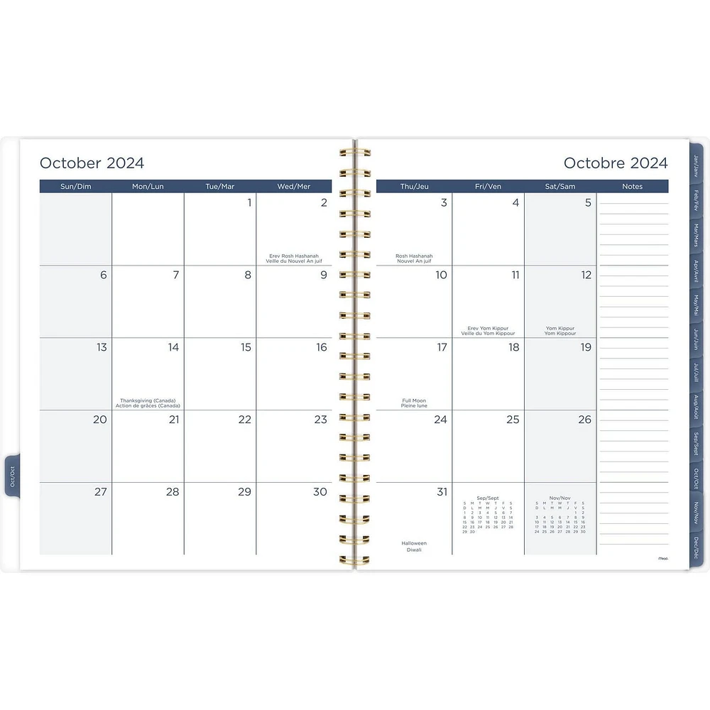 Grand agenda hebdomadaire/mensuel Mead Rae Planificateur