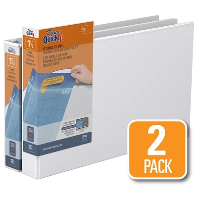 Reliure QuickFit View robuste, 11 po x 17 po, anneaux inclinés en D verrouillables 1.5 po, paquet de 2