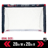 Franklin Sports Ensemble de mini hockey Blue Jackets de la NHL – But de hockey intérieur pour enfants, ballon, 2 mini bâtons de hockey