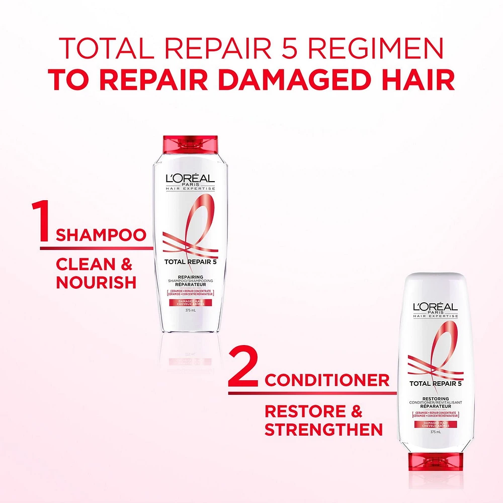 L'Oréal Paris Total Repair 5 Shampoo Repairing Shampoo 375 ml, Damaged Hair Repairing Shampoo
