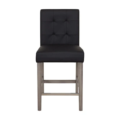 Tabouret de bar rembourré en similicuir CorLiving Leila avec dossier - Tabourets de bar rembourrés, chaises d'îlot de cuisine ou tabourets de bar parfaits, tabourets de comptoir durables pour la maiso