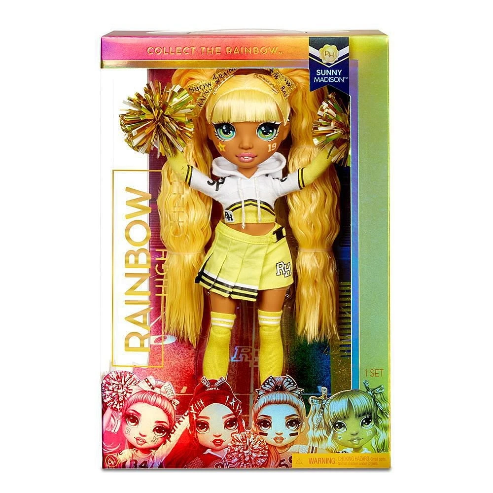 Rainbow High Cheer Sunny Madison – Poupée-mannequin jaune avec pompons