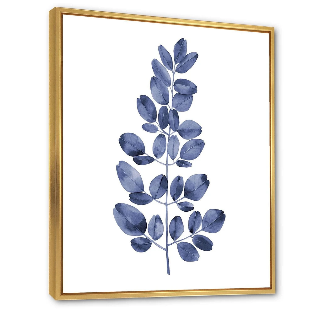 Designart Navy Blue Eucalyptus II FLOAT FRAME WALL ART