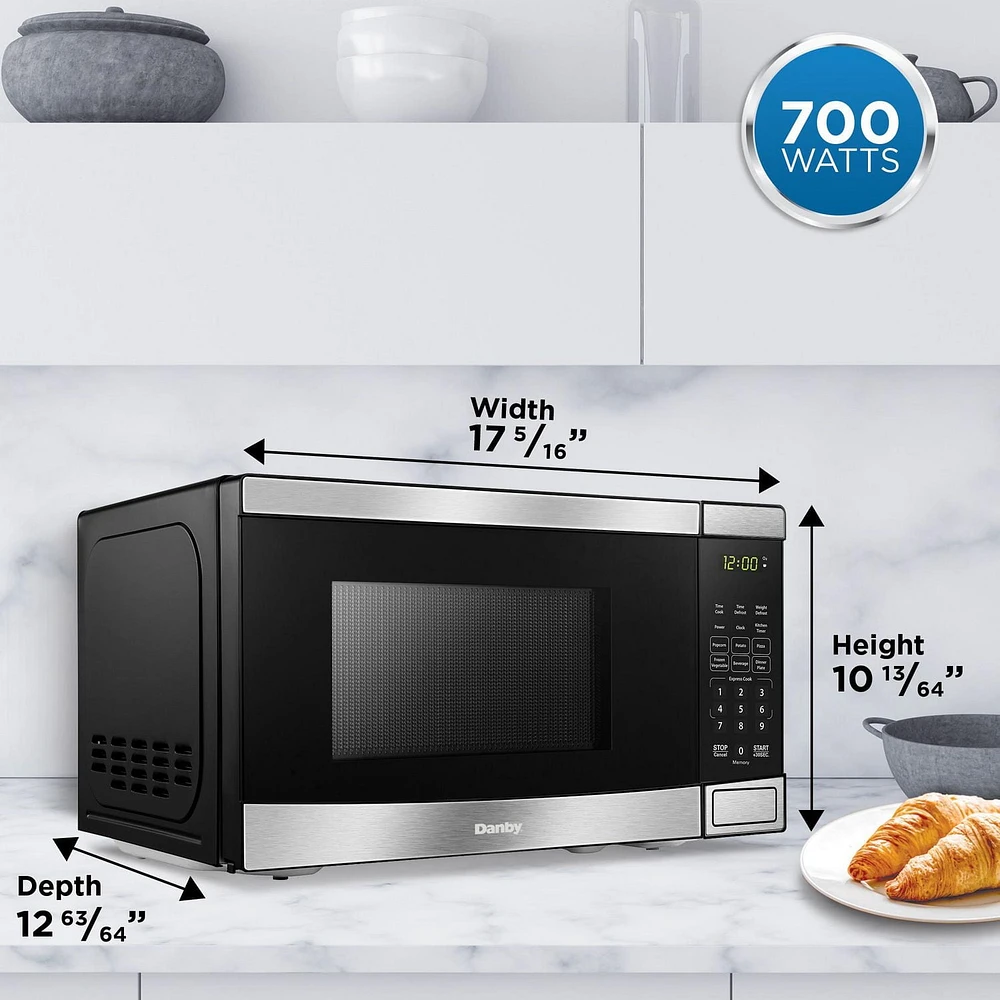 Danby DBMW0721BBS 0.7 cu. ft. Countertop Microwave in Stainless Steel