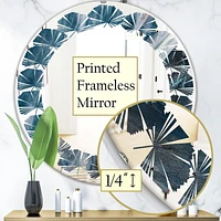 Designart 'Splash Blue Indigo' Miroir mural rond moderne - Feuilles 32x32