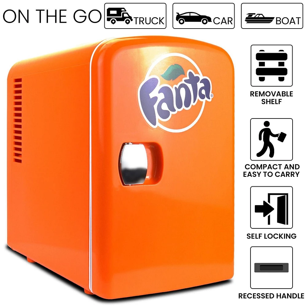 Coca-Cola Mini réfrigérateur thermoélectrique portable, capacité de 6 canettes, 4 L/4,2 qt, 12 V DC/110 V AC pour la maison, dortoir, voiture, bateau, soins de la peau, boissons, collations, médicamen