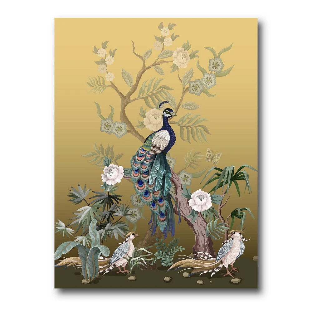 Designart Chinoiserie Aux Oiseaux Et Pivoines VI Art mural sur toile