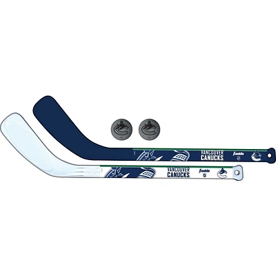 Franklin Sports NHL Ensemble de bâton de hockey miniature pour joueur des Canucks de Vancouver, 2 bâtons and 2 balles