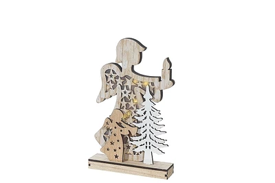 Led Wooden Angel Stand Small