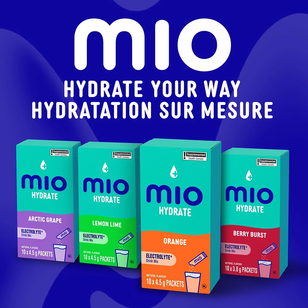 Hydrate Aromatisant D'Eau Liquide Orange Avec Électrolytes, 5 G Paquets, 10 Ct Boîte Mio hydrater orange 3.8G X 10
