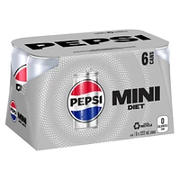 Pepsi Diet Cola 6 x 222mL, Mini Cans, 6x222mL