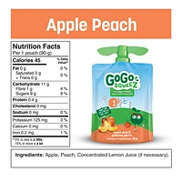 GoGo squeeZ Fruit Sauce, Apple Peach, No Sugar Added. 90g per pouch, Pack of 4, 4 x 90g pouches (360g)