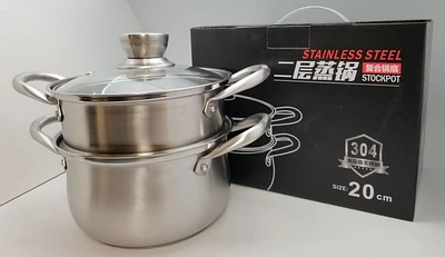 Sunwealth 20cm 2-tier Steamer in 304 Stainless Steel