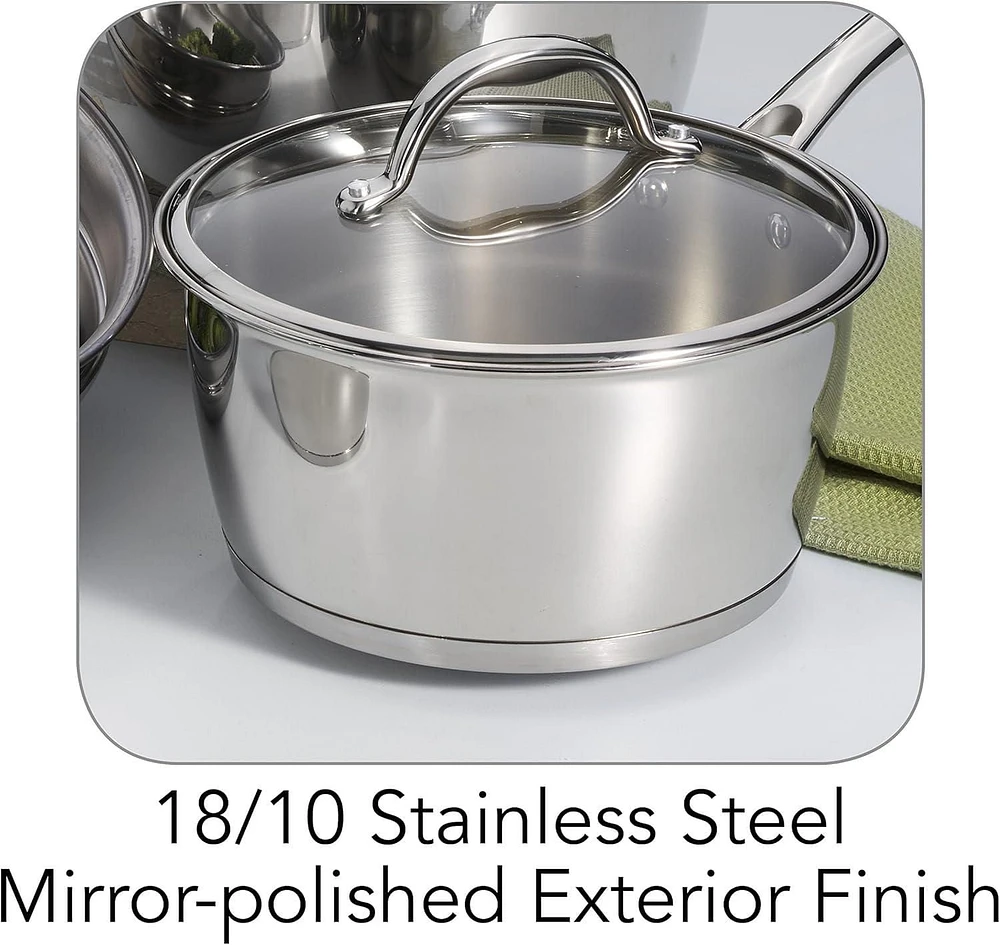 Tramontina 80154/567DS Tri-Ply Base Stainless Steel Cookware Set, Induction Clear, 9-Piece