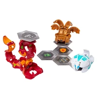 Bakugan, Starter Pack 3 personnages, Pyrus Fangzor, Créatures transformables à collectionner, à partir de 6 ans
