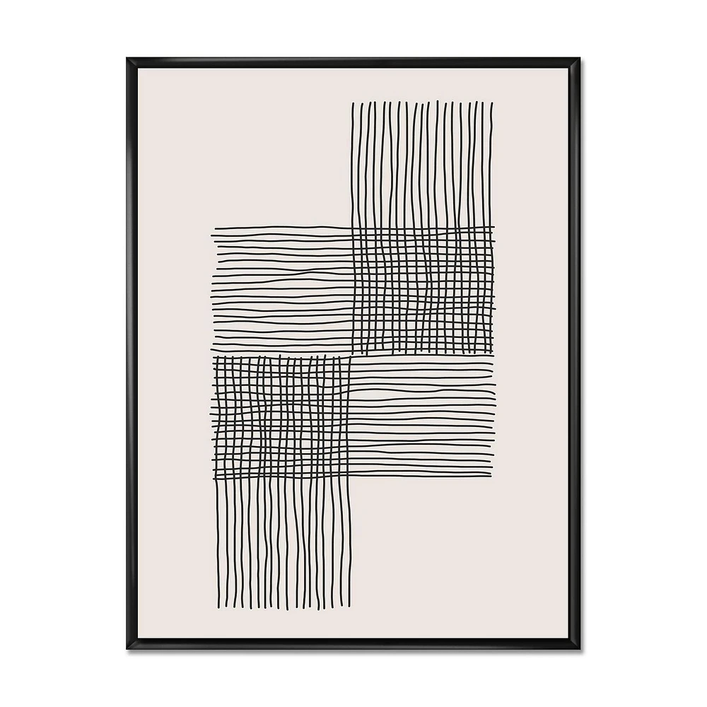 Designart Compositions Géométriques Minimales De Formes Élémentaires XIX ART MURAL À CADRE FLOTTÉ