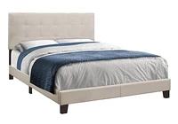 Monarch Specialties Lit, Grand, Plate-forme, Chambre À Coucher, Cadre, Rembourré, D'aspect Lin, Pattes En Bois, Beige, Noir, Transitionnel