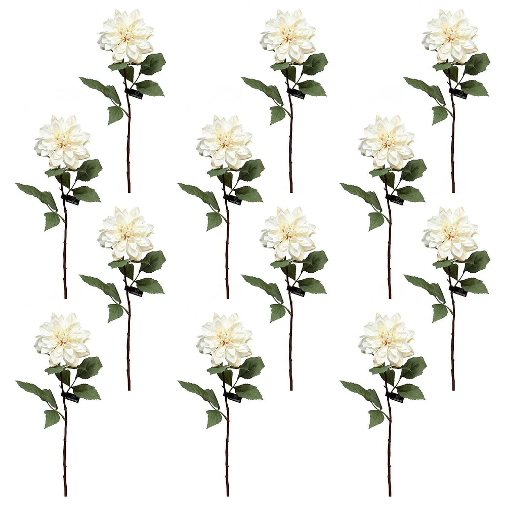 Danson Décor, Tige de Fleur Dahlia, Crème 30 Pouces - 12 Unités