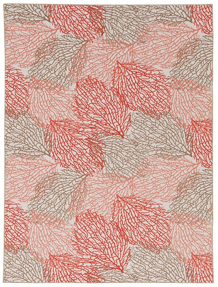 Tapis lavable Haylee 5 pi x 7 pi ivoire et corail