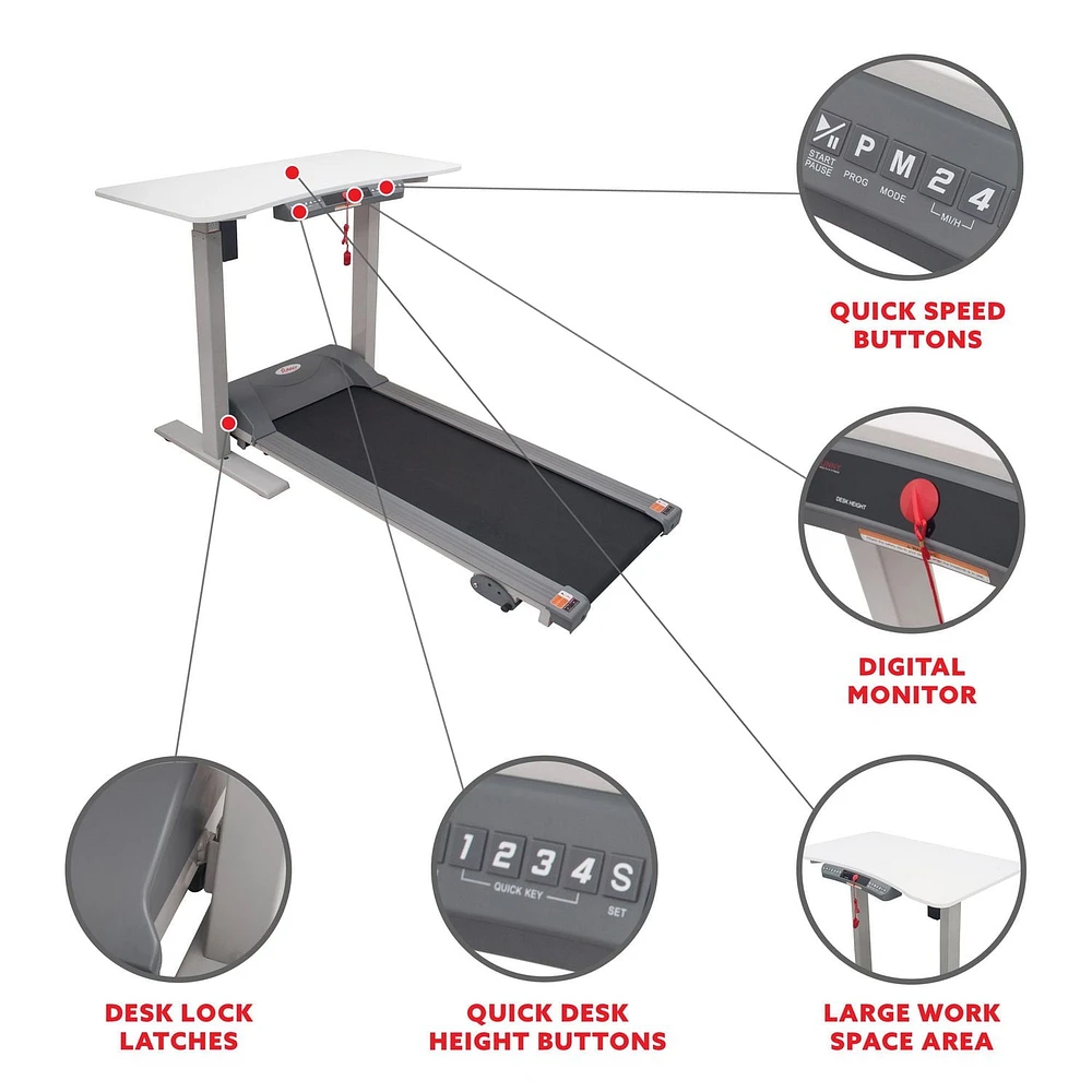 Tapis roulant Sunny Health & Fitness avec bureau automatisé détachable - SF-TD7884 - noir/blanc