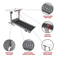 Tapis roulant Sunny Health & Fitness avec bureau automatisé détachable - SF-TD7884 - noir/blanc