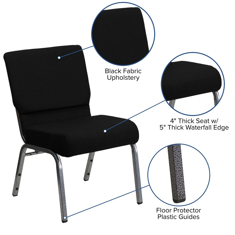 Flash Furniture Hercules Series 21''W Stacking Church Chair in Black Fabric