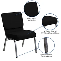Flash Furniture Hercules Series 21''W Stacking Church Chair in Black Fabric