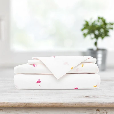 Safdie & Co. Literie Ultra Doux Ensemble de Draps Imprimés 4PC Lit Double Flamant