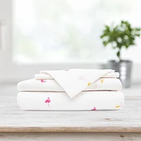 Safdie & Co. Literie Ultra Doux Ensemble de Draps Imprimés 4PC Lit Double Flamant