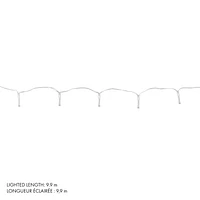 100 lumières DEL à piles, intérieur/extérieur, fil blanc, 8 fonctions avec minuterie