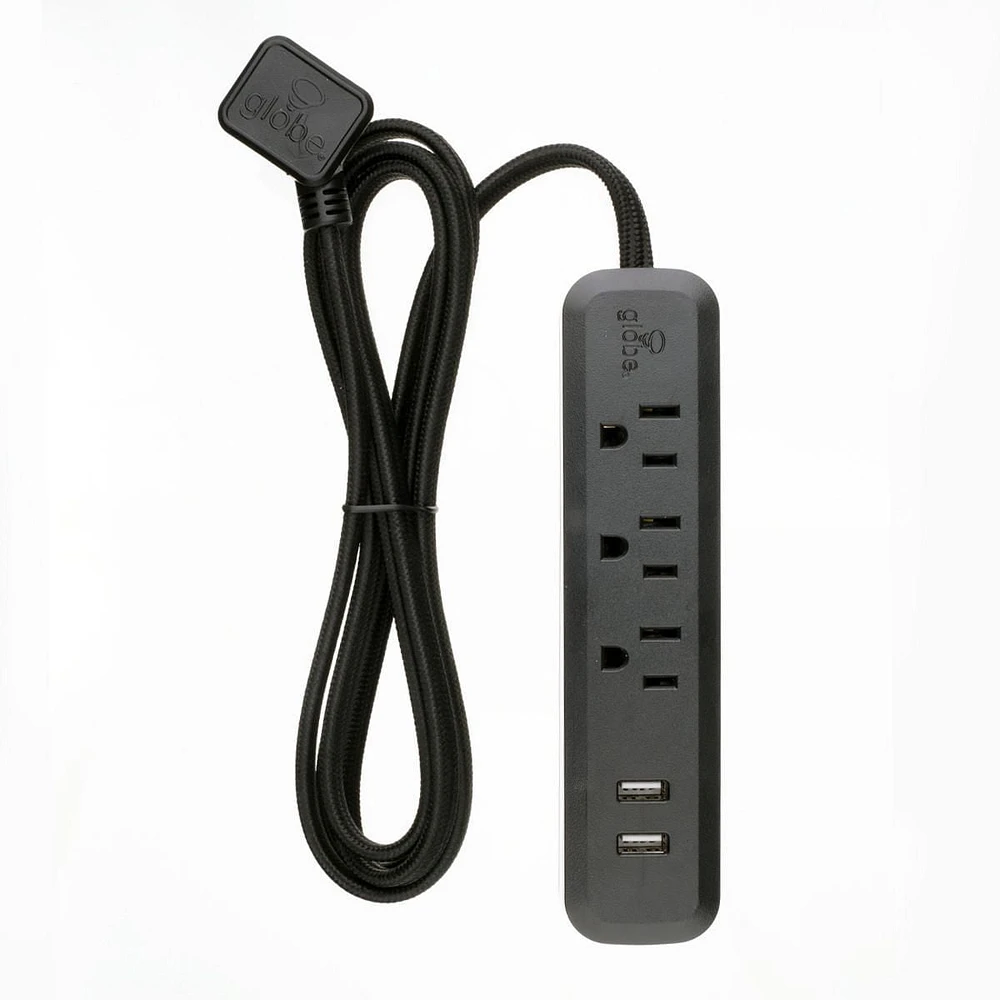 Rallonge multiprise protectrice de surtension USB Serie Designer de Global Electric à 3 prises de 6 pi