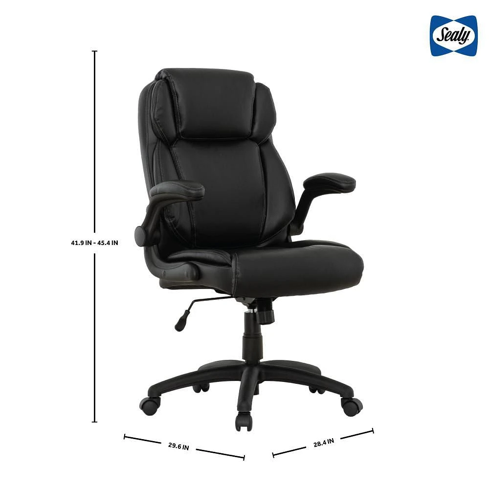 Sealy® Winthrop Chaise de bureau haute en similicuir noir