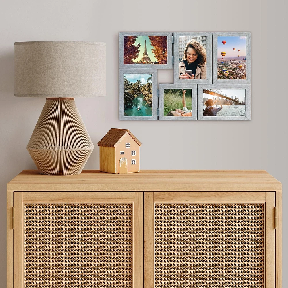 Hometrends Ultima Multi Hinged Collage Frame, Faded Turquoise 17.40x12in, 17.40 x 12 inch