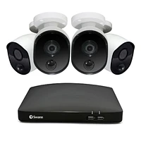 Système de sécurité Swann DVR MicroSD 1080p 4 canaux 64 Go avec 4 caméras Bullet à détection de chaleur et de mouvement - Blanc