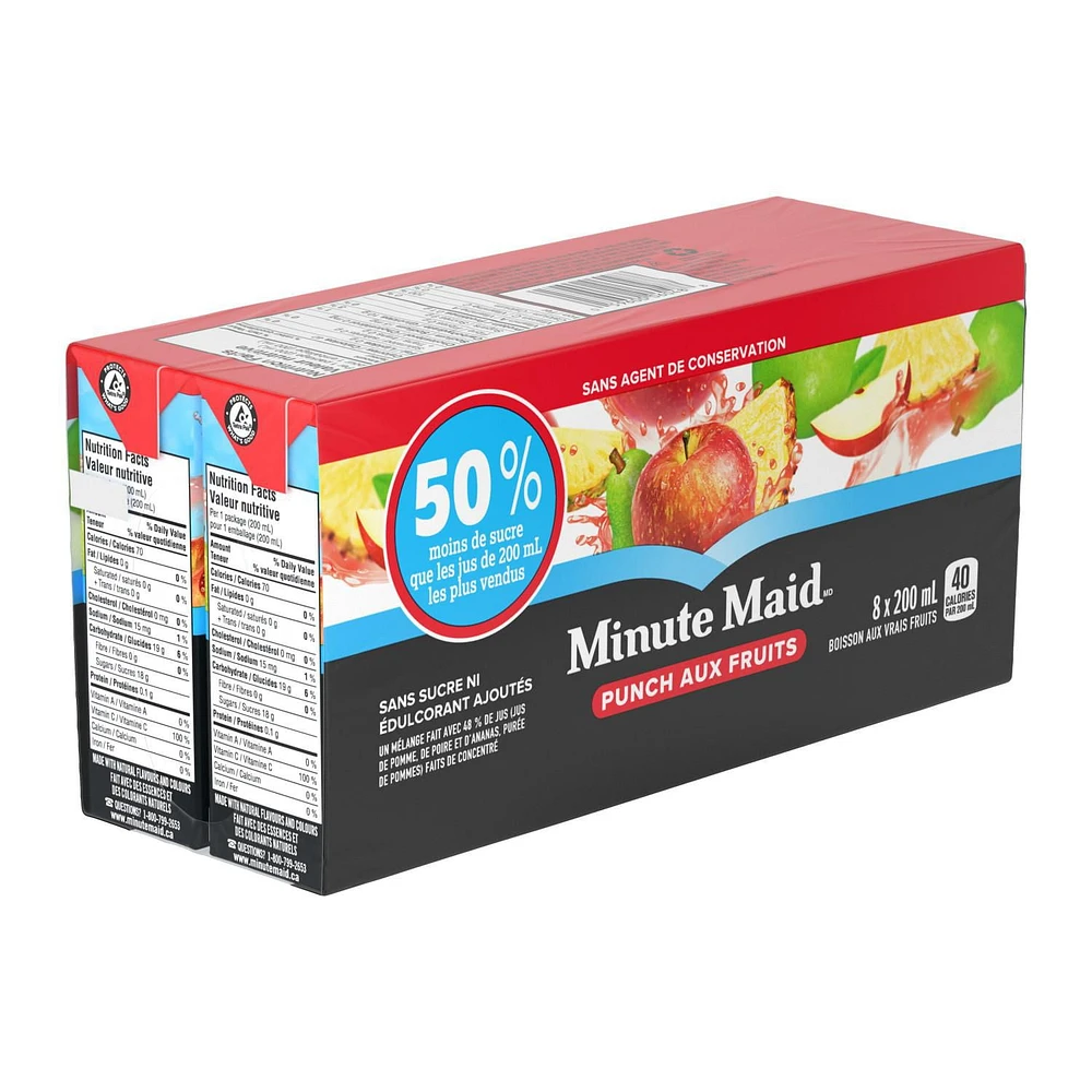 Minute Maid No Sugar Added Fruit Punch 200mL carton 8 pack, 200 x mL