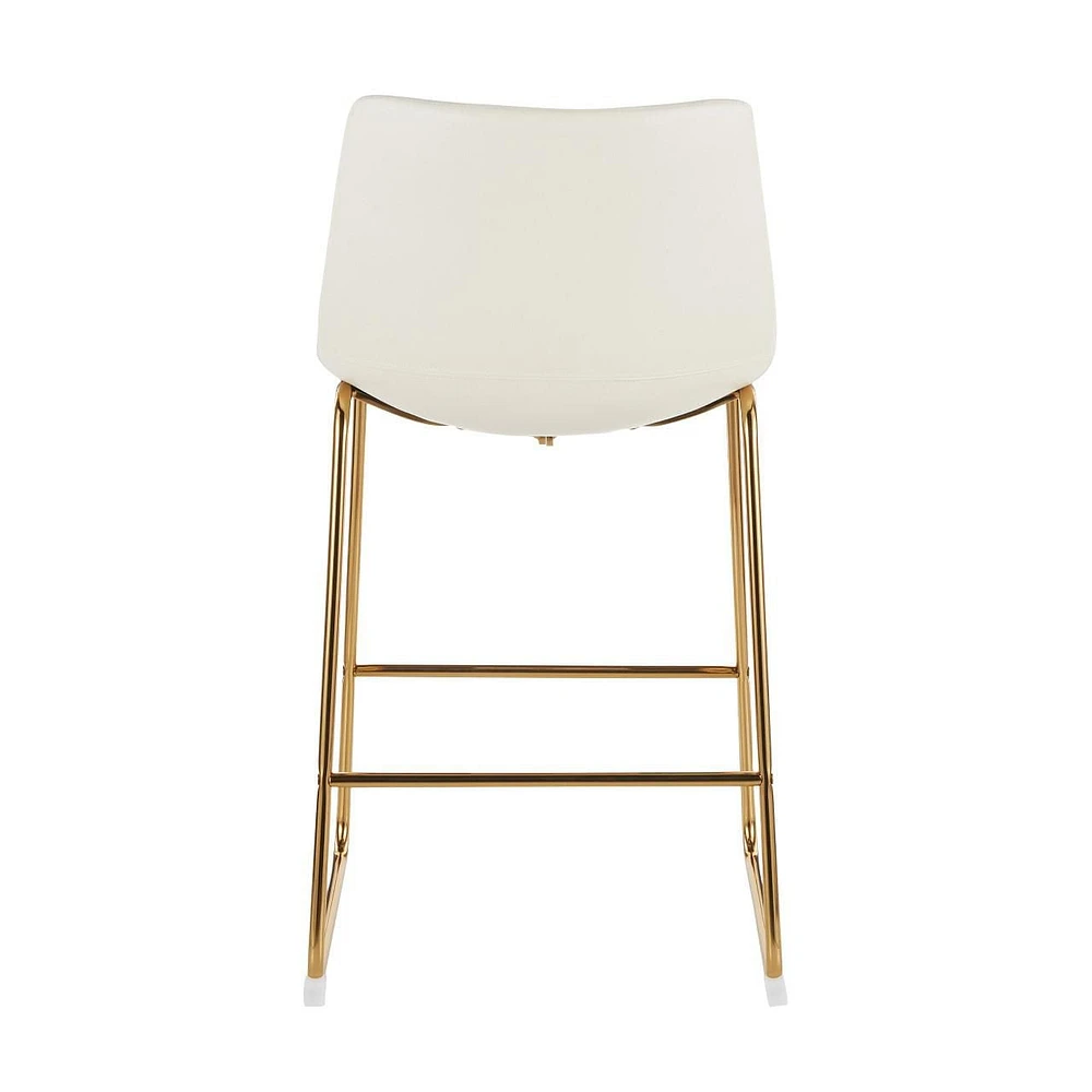 Tabouret Plata Import Landon en Blanc avec Pieds Dorés