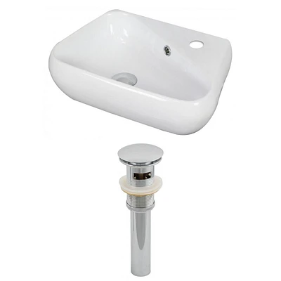 in. W Above Counter White Bathroom Vessel Sink Set For 1 Hole Right Faucet AI