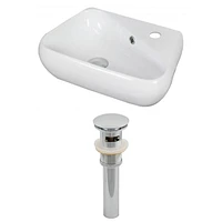 in. W Above Counter White Bathroom Vessel Sink Set For 1 Hole Right Faucet AI