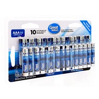 Great Value AAA LRO3/1.5 V Alkaline Batteries, Value Size 30-Pack, 10 year storage life, Long lasting power guarantee