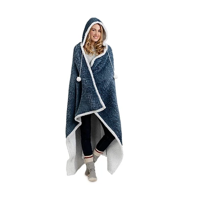 Safdie & Co. Hoodzy Couverture Fausse Fourrure Bleu