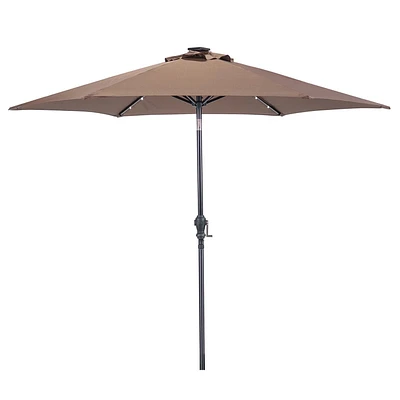 Parasol rond à éclairage solaire de 9 pi Sun-Ray - Cacao