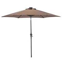 Sun-Ray 9' Round Solar Lighted Umbrella - Cocoa