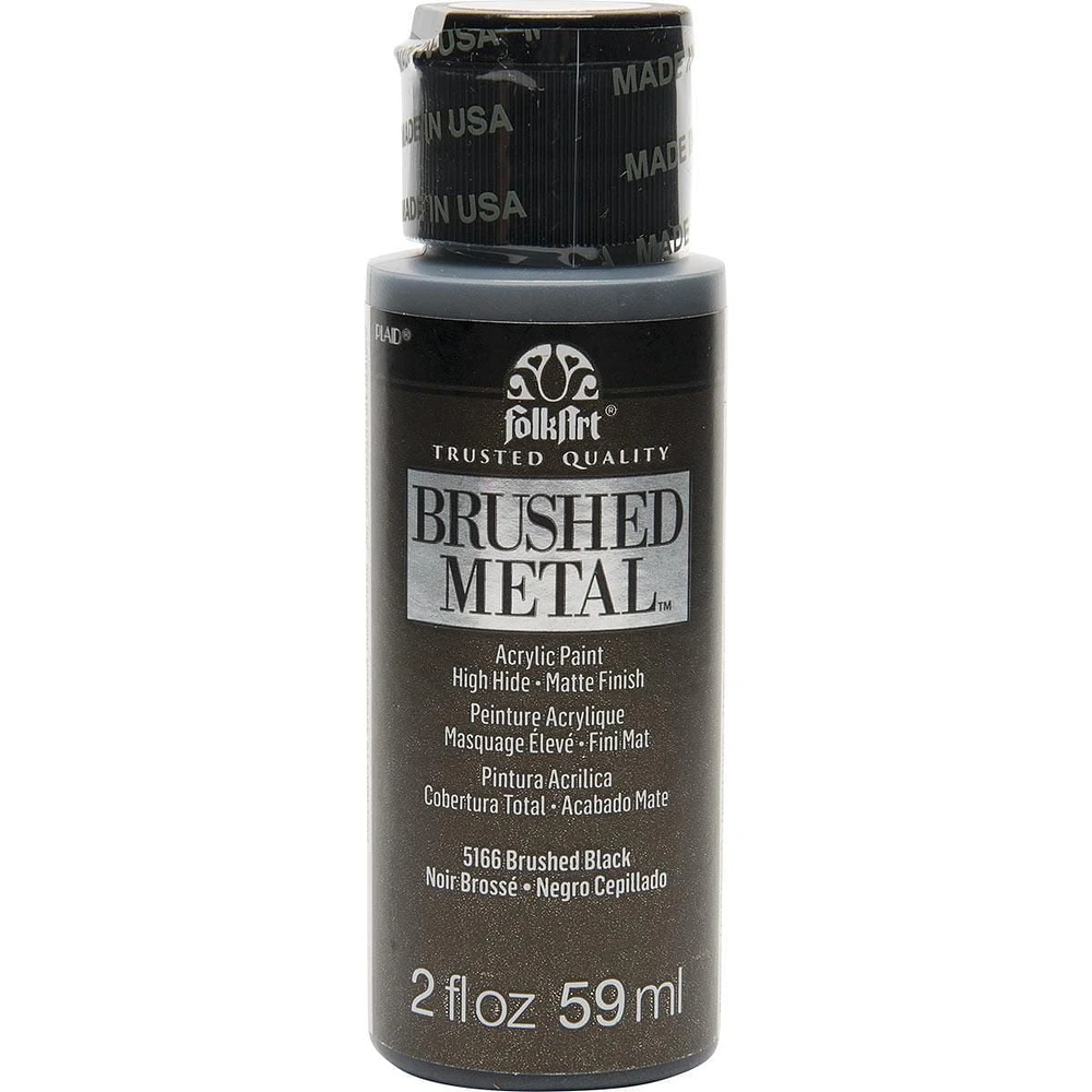 Peinture acrylique fini mat métallique brossé FolkArt (59 ml), Noir