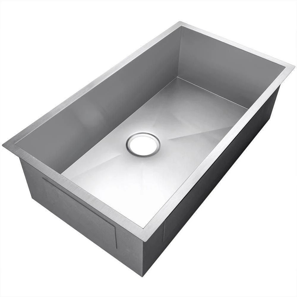 American Imaginations AI- 27 pouces Évier à lessive en nickel brossé approuvé par W CUPC avec finition en nickel brossé et calibre 18