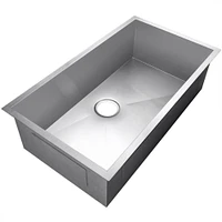 American Imaginations AI- 27 pouces Évier à lessive en nickel brossé approuvé par W CUPC avec finition en nickel brossé et calibre 18