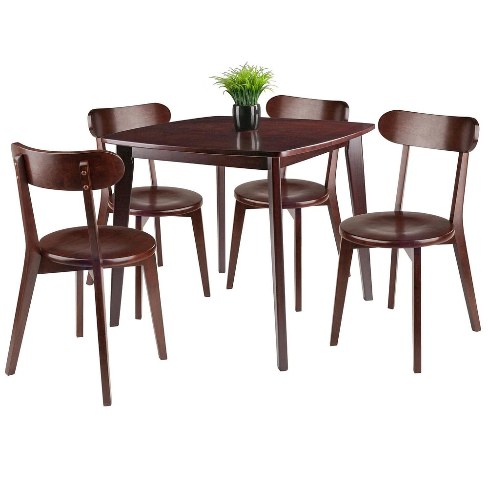 Winsome Pauline 5-Pc Set Table with Chairs, Walnut Finish
