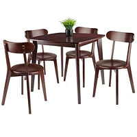 Winsome Pauline 5-Pc Set Table with Chairs, Walnut Finish