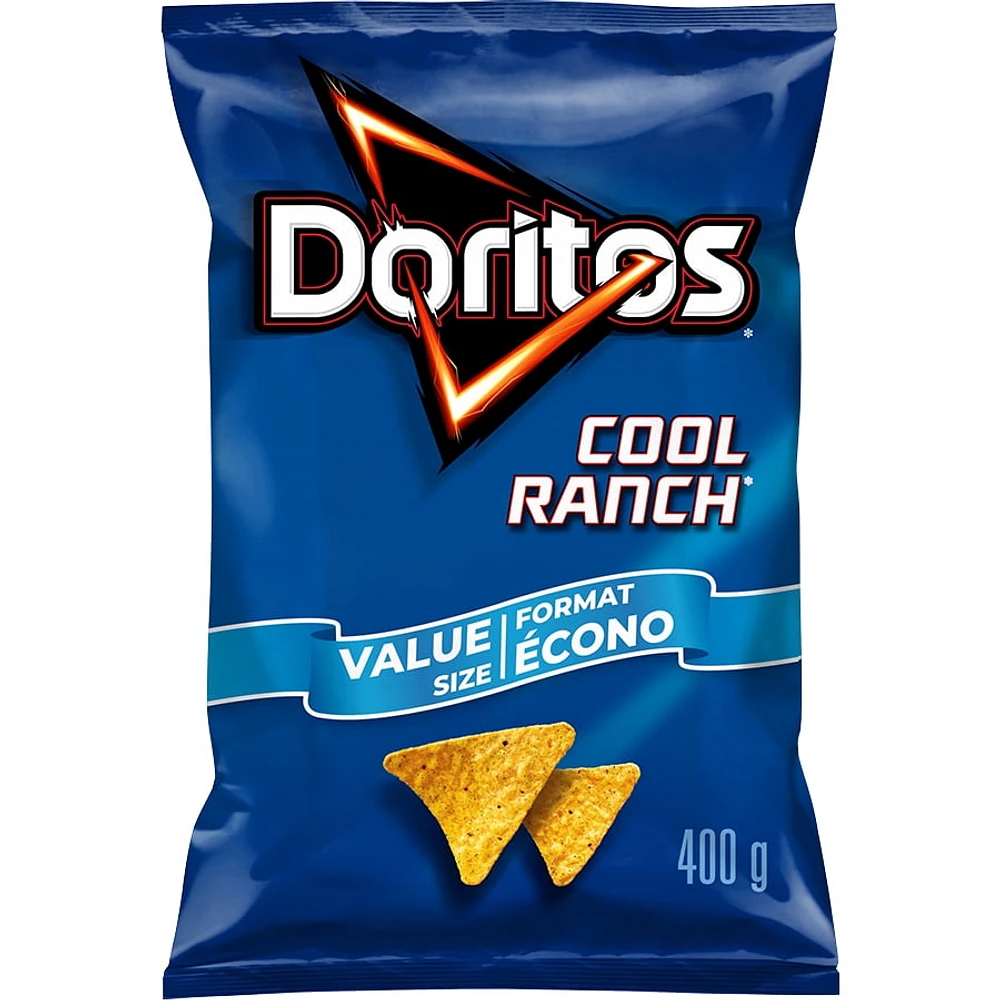 Doritos chips tortilla aromatisées Cool Ranch, format écono 400 g.