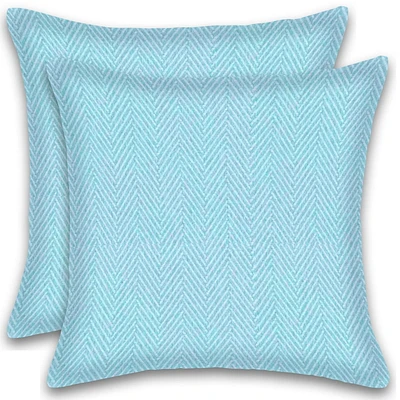 Ensemble de 2 coussins en coton à rayures à chevrons remplis de poly avec fermeture à glissière lavable en machine